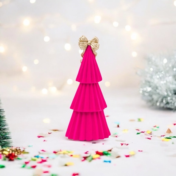 sugarplum dreams | Holiday | Pink Velvet Christmas Tree With A Gold Bow ...